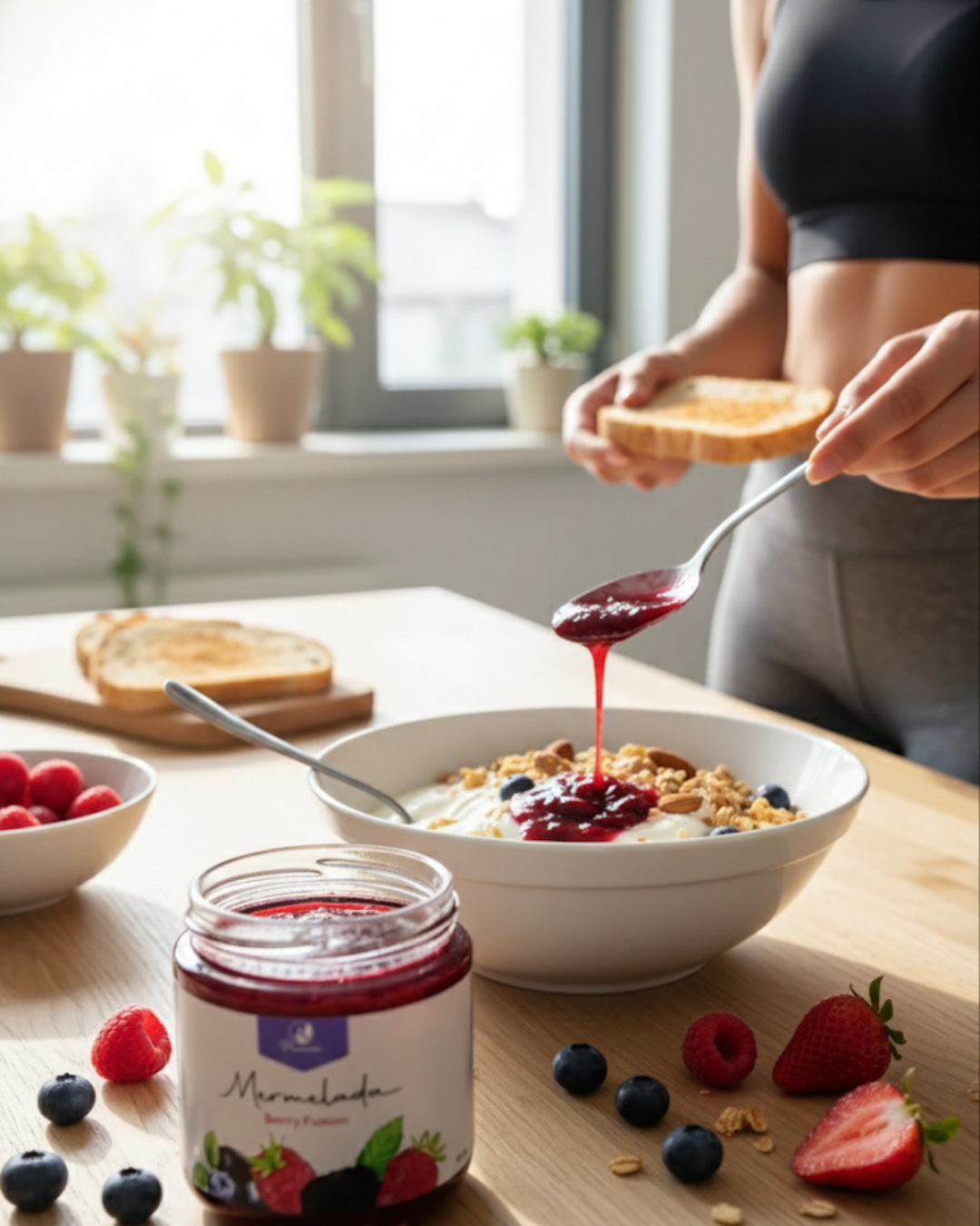 Mermelada de fresas y arándanos
