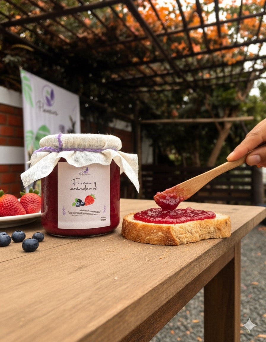Mermelada de fresas y arándanos